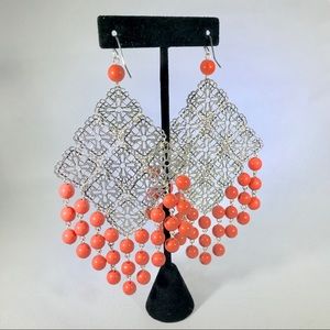 ⏰LAST CHANCE Silver & Coral Beaded Gypsy Earrings